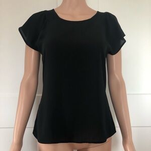 Express Black Ruffle Short Sleeves Blouse Shirt XS